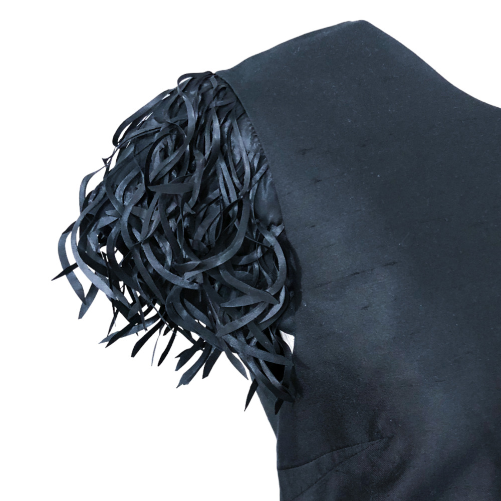 Kate Spade Black Mini Dress with Fringe Sleeves - Picture 4 of 11
